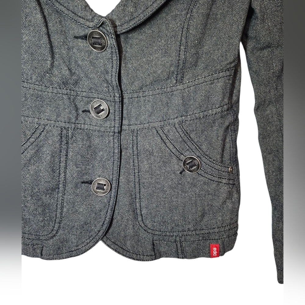 "Vintage Esprit" 100% cotton EDC  Charcol Grey Jean Jacket NWOT - Picture 4 of 8